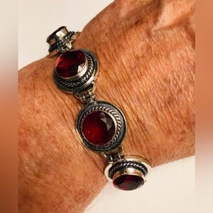 Garnet 925 Sterling Silver Bracelet